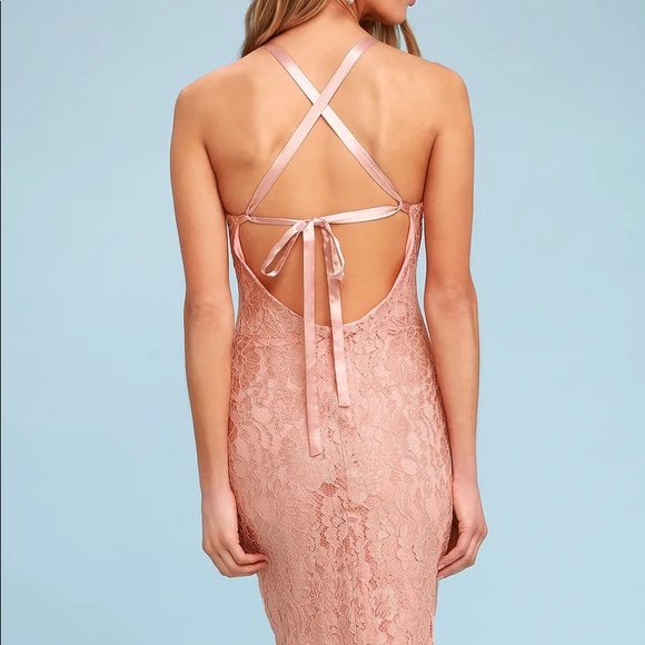 Lulu’s Blush Pink Lace Bodycon Midi Dress - Picture 3 of 7